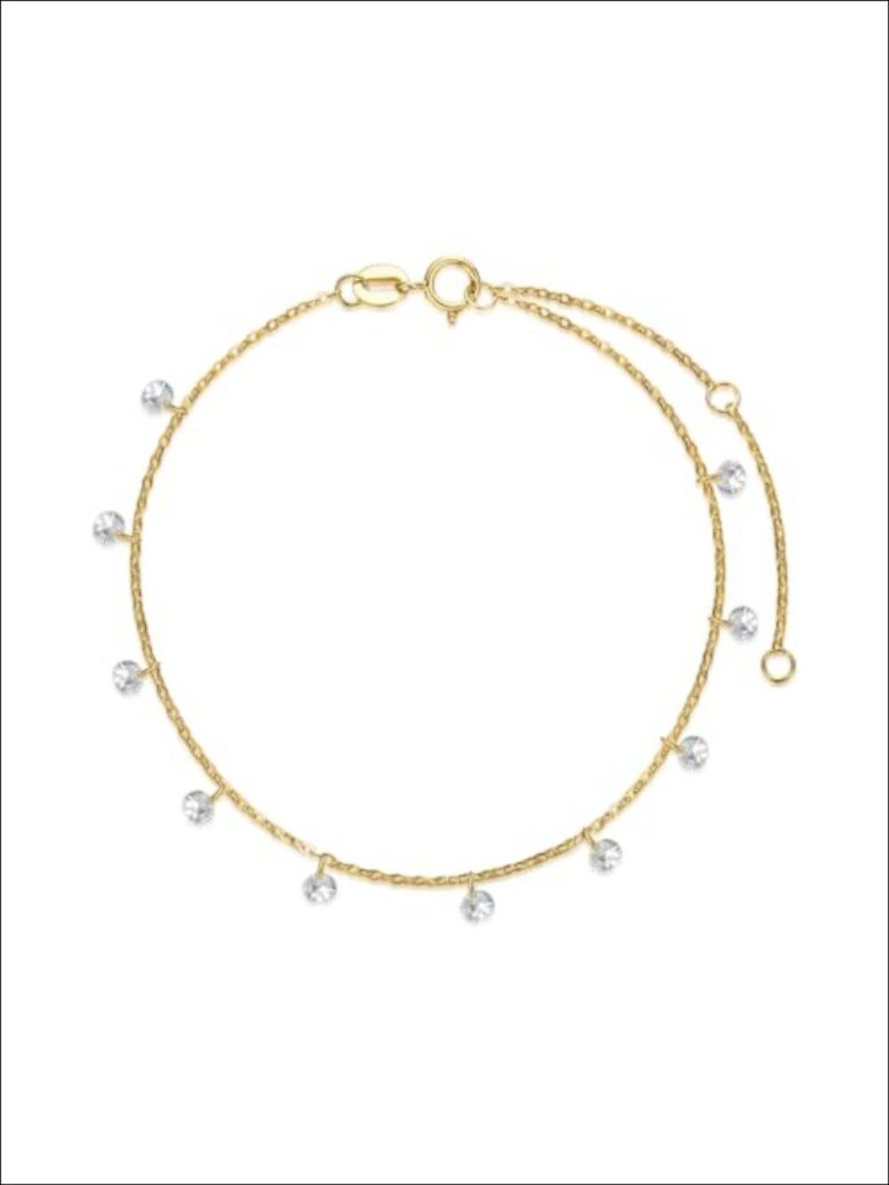 14K Gold Birthstone Station Bracelet Women Gemstone Link Charm Adjustable